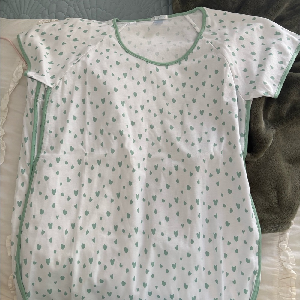 Green Heart Print Pajama Set